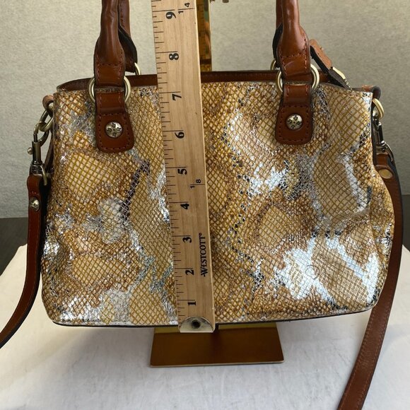 Patricia Nash ‘Norcia’ Metallic Python Print Cracked Leather‎ Satchel Crossbody - Picture 8 of 15